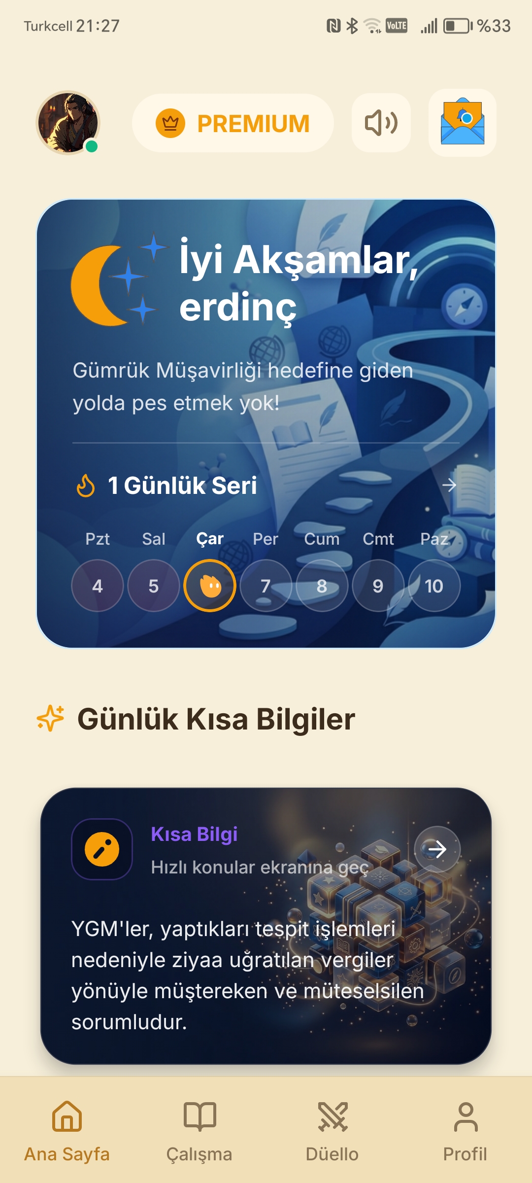 Gümrük Mevzuatı ana ekranı